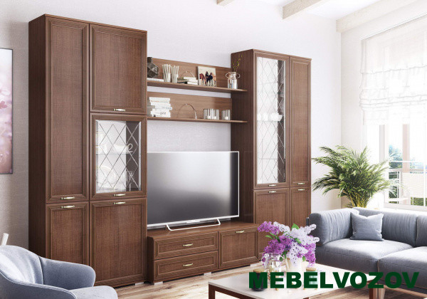 Модульная гостиная Ливорно (орех донской). Комплект 4 от Mebelvozov в Нижнем Новгороде