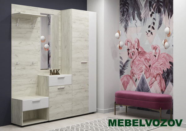 Модульная прихожая Сафари (Дуб крафт белый) от магазина Мебельвозов в Нижнем Новгороде