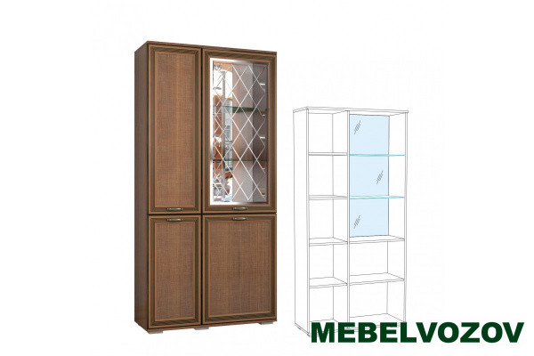 Шкаф с полками и витриной ЛШ-6 Ливорно (орех донской) от Mebelvozov в Нижнем Новгороде