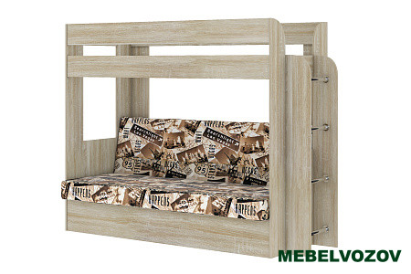 Кровать-Диван 2-х этажная Карамель 75 (дуб сонома светлый) детальное изображение от магазина mebelvozov.ru в Нижнем Новгороде