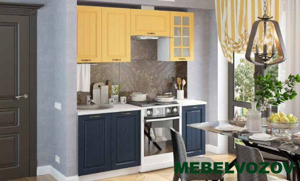 Кухонный гарнитур Мария 1800 (желтый/синий) H=720 от магазина Мебельвозов в Нижнем Новгороде