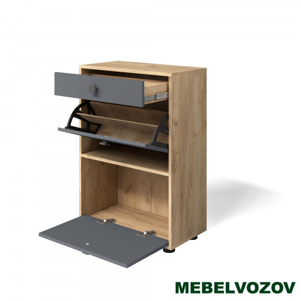 Модульная прихожая "Мини-Лайт" (графит /дуб золотой крафт) вариант 8 от магазина Мебельвозов в Нижнем Новгороде