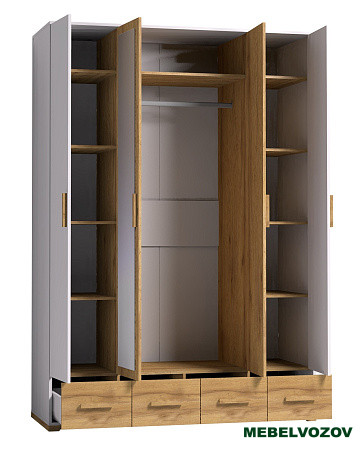 Шкаф для одежды и белья Айрис 555 (Белый/Дуб Золотистый) от компании Мебельвозов в Нижнем Новгороде