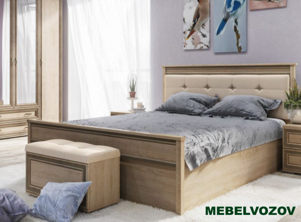Кровать Ливорно 1,4 ЛКР-1 с ортопед. основанием на опорах (дуб сонома) от магазина Мебельвозов в Нижнем Новгороде