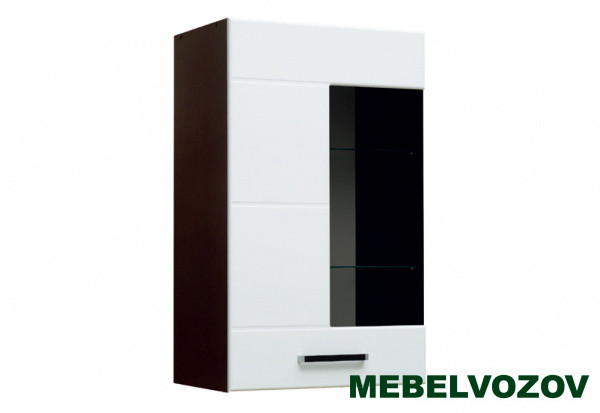 Шкаф навесной со стеклом  Грация 1 модуль 2 МДФ матовый от компании Мебельвозов в Нижнем Новгороде