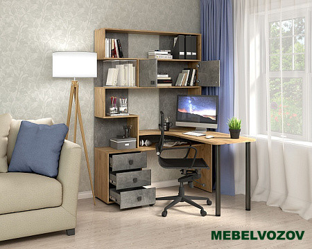 Компьютерный стол СК-10 (дуб крафт золотой/ателье светлое) детальное изображение от магазина mebelvozov.ru в Нижнем Новгороде