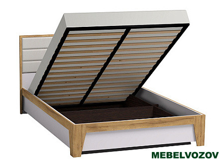 Кровать с подъемным механизмом Айрис 307 Люкс 160х200 (Белый/Дуб Золотистый) от магазина Мебельвозов в Нижнем Новгороде