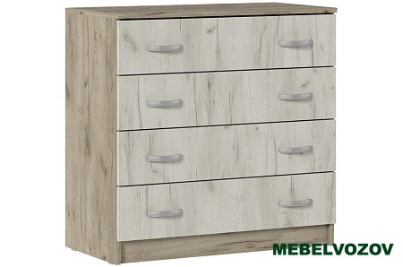 БАССА КМ 554 комод 4 ящика (ДУБ КРАФТ БЕЛЫЙ/ДУБ КРАФТ СЕРЫЙ) от магазина Мебельвозов в Нижнем Новгороде