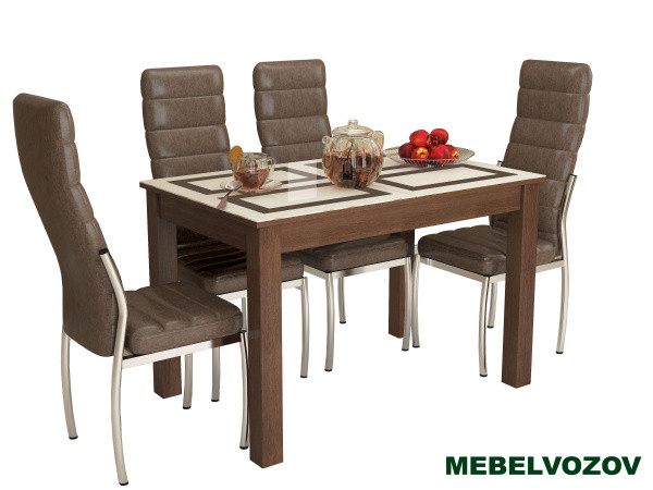 Стол обеденный раскладной 1200х800 мм Бруно Орех шоколадный(Рисунок Плитка) - фото от магазина Мебельвозов в Нижнем Новгороде Стол обеденный раскладной 1200х800 мм Бруно Орех шоколадный(Рисунок Плитка) от магазина Мебельвозов в Нижнем Новгороде