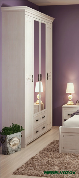 Шкаф с зеркалом 4-х дверный с ящиками 02 Афродита (без карниза) от компании Мебельвозов в Нижнем Новгороде