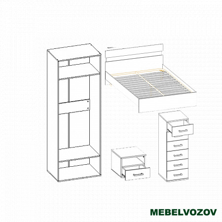 Модульная спальня Сити Компановка 3 от магазина Мебельвозов в Нижнем Новгороде