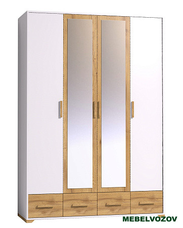 Шкаф для одежды и белья Айрис 555 (Белый/Дуб Золотистый) от компании Мебельвозов в Нижнем Новгороде