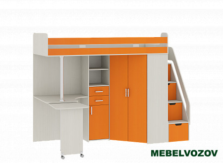 Кровать-чердак Карамель 77-03(Анкор светлый/Оранжевый) детальное изображение от магазина mebelvozov.ru в Нижнем Новгороде