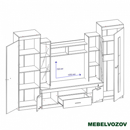 Шкаф для ТВ Рио 25 (Ясень шимо светлый/темный) от интернет магазина Mebelvozov в Нижнем Новгороде