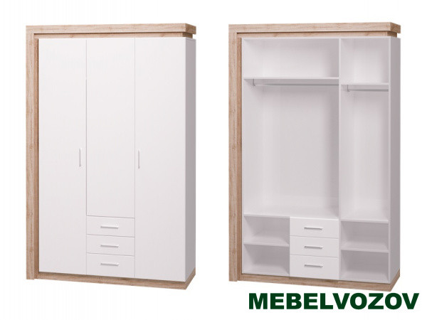 Шкаф 3-х створчатый Люмен №15 (3 ящика) от компании Мебельвозов в Нижнем Новгороде