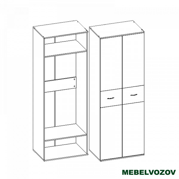 Шкаф 2х-дверный Сити 2 от компании Мебельвозов в Нижнем Новгороде