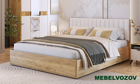 Адам Кровать с подъемным механизмом 1600 (дуб крафт золотой/белоснежный (экокожа) от магазина Мебельвозов в Нижнем Новгороде
