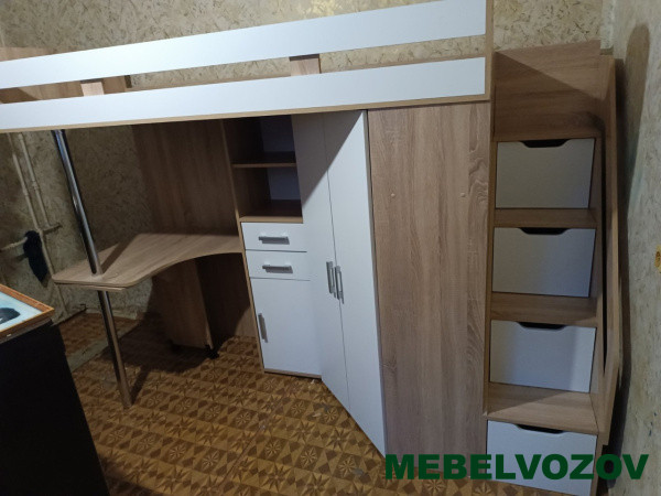 Кровать-чердак Карамель 77-03 (Дуб сонома/белый) детальное изображение от магазина mebelvozov.ru в Нижнем Новгороде