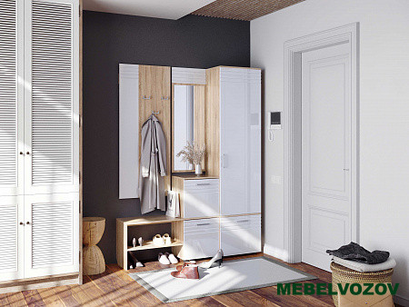 Обувница Веста (Дуб сонома/белый глянец) от магазина Мебельвозов в Нижнем Новгороде