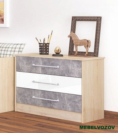 Комод Колибри Лофт (дуб сонома/ателье светлое+акрил белый) от магазина Мебельвозов в Нижнем Новгороде