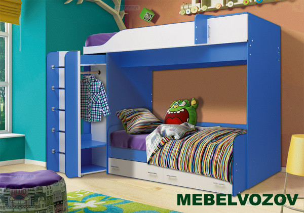 Кровать детская двухъярусная "Юниор-8" детальное изображение от магазина mebelvozov.ru в Нижнем Новгороде