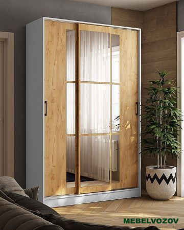 Шкаф-купе Стиль-2 1400 (белый/дуб крафт золотой) от компании Мебельвозов в Нижнем Новгороде