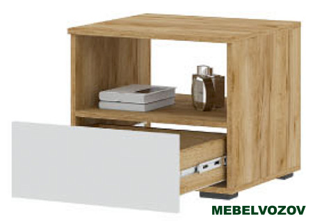ХЕЛЕН ТБ 01 Тумба прикроватная (БЕЛЫЙ/ДУБ КРАФТ ЗОЛОТО) от магазина Мебельвозов в Нижнем Новгороде