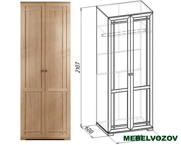 Шкаф распашной Sherlock12 для одежды (Дуб Сонома) от компании Мебельвозов в Нижнем Новгороде