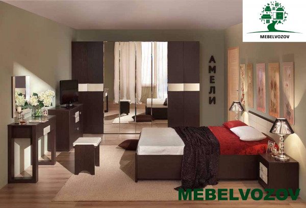  Шкаф с зеркалом  Амели 555 (Венге) от компании Мебельвозов в Нижнем Новгороде