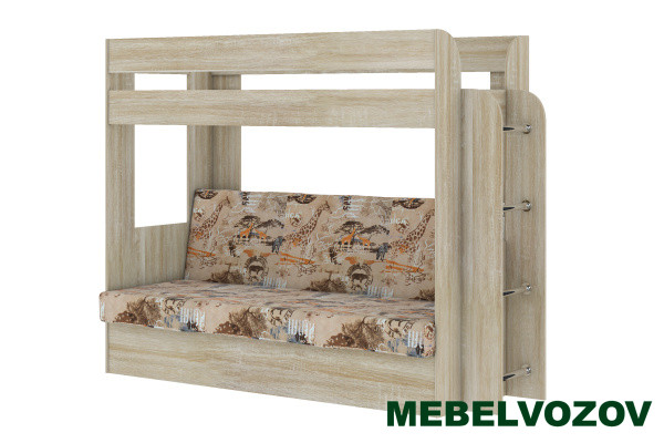 Кровать-Диван 2-х этажная Карамель 75 (дуб сонома светлый) детальное изображение от магазина mebelvozov.ru в Нижнем Новгороде