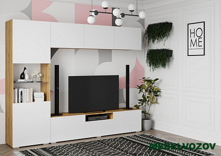 СТЕНФОРД НМ Стенка МДФ (Дуб крафт золотой/Белый матовый) от интернет магазина Mebelvozov в Нижнем Новгороде