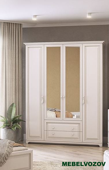 Шкаф 4-створчатый Белла (Белый/джелато софт) от компании Мебельвозов в Нижнем Новгороде