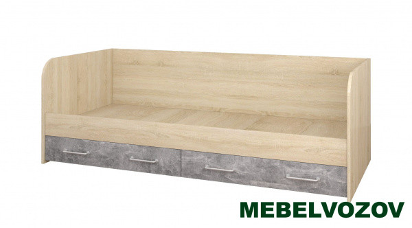 Кровать с ящиками Колибри Лофт (дуб сонома/ателье светлое+акрил белый) детальное изображение от магазина mebelvozov.ru в Нижнем Новгороде