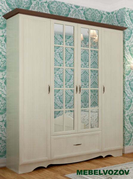 Шкаф четырехдверный в спальню Латте 4 от компании Мебельвозов в Нижнем Новгороде