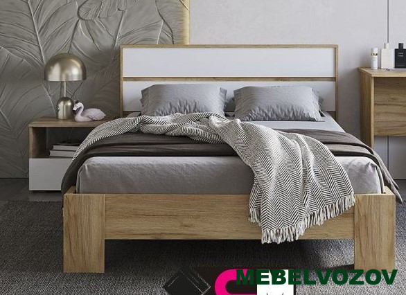 ХЕЛЕН КР 02 Кровать 1400 (БЕЛЫЙ/ДУБ КРАФТ ЗОЛОТО) от магазина Мебельвозов в Нижнем Новгороде