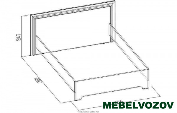 Кровать полутороспальная 1400 Анкона 3 без основания, без матраса (Дуб Отбеленный) от магазина Мебельвозов в Нижнем Новгороде