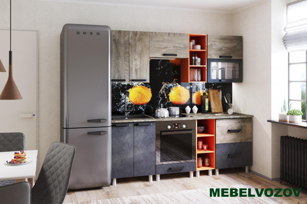 Модульная кухня Крафт 2.1м (темный бетон/дуб эндгрейн) от магазина Мебельвозов в Нижнем Новгороде