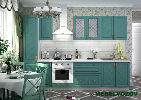 Кухонный гарнитур Модена 3000 (бирюза) H=920 от магазина Мебельвозов в Нижнем Новгороде