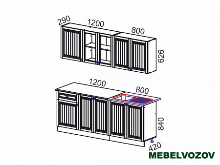 Кухонный гарнитур Хозяюшка 2,0м (белый/мускат) от магазина Мебельвозов в Нижнем Новгороде