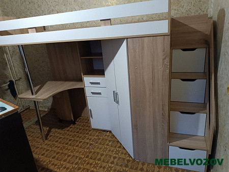Кровать-чердак Карамель 77-03 (Дуб сонома/белый) детальное изображение от магазина mebelvozov.ru в Нижнем Новгороде
