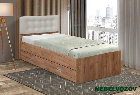 Кровать №6 с ящиками и мягкой головной спинкой 90*200 от магазина Мебельвозов в Нижнем Новгороде