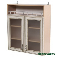 Шкаф-витрина навесной 600 с открытой полкой Флоренция (высота 920) фото от Мебельвозов в Нижнем Новгороде