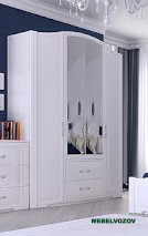 02 "Виктория" Шкаф для одежды 4-х дверный с ящиками (с зеркалами) Детская комната детальное изображение от магазина mebelvozov.ru в Нижнем Новгороде