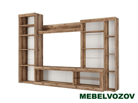 Стенка в гостиную Бастон (дуб делано/черный глянец) от интернет магазина Mebelvozov в Нижнем Новгороде