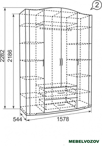 02 "Виктория" Шкаф для одежды 4-х дверный с ящиками (без зеркал) Детская комнат детальное изображение от магазина mebelvozov.ru в Нижнем Новгороде