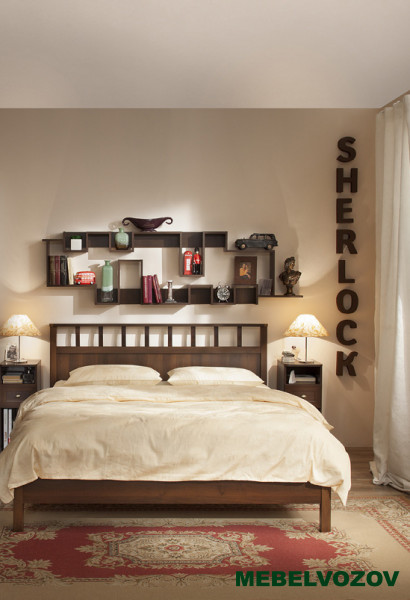 Кровать полутороспальная-Люкс 1400 Sherlock 48 , без основания, без матраса (Орех Шоколадный) от магазина Мебельвозов в Нижнем Новгороде