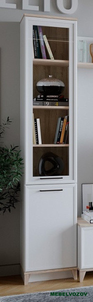 Aurelio 10 (гостиная) Шкаф для книг (модуль 153), Белый-Блеквуд Сатиновый - фото от компании Мебельвозов Aurelio 10 (гостиная) Шкаф для книг (модуль 153), Белый-Блеквуд Сатиновый от компании Мебельвозов