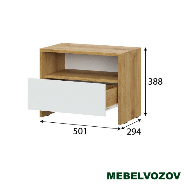 Тумба прикроватная Дольче (Дуб Золотой/Белый) от магазина Мебельвозов в Нижнем Новгороде