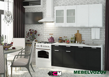 Кухонный гарнитур Кремона 1600 (белый/оникс) H=920 от магазина Мебельвозов в Нижнем Новгороде