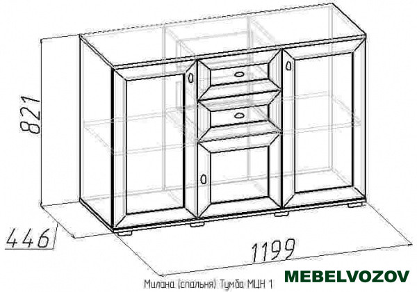 Тумба МЦН 1 Милана (Орех) от магазина Мебельвозов в Нижнем Новгороде
